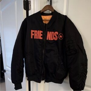 FREINDS  Bomber Jacket with Orange "FRIENDS" Graphic